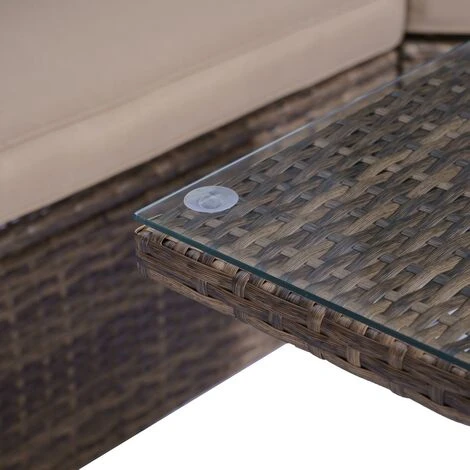 Canapé De Jardin à 6 Places LED 230cm Auvent Pliable En Marron / Beige - Salon De Jardin 6 Places De BRAST – Image 3