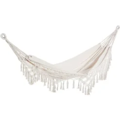 OUTSUNNY Hamac De Voyage Portable Style Bohème Chic Toile De Hamac Dim. Totales 2,88L X 1,5l M Coton Polyester Beige