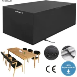 XICHAO - Housse Salon De Jardin 210D Oxford 242 162 100cm Housse De Protection Salon De Jardin Housse Table Jardin Bâche Salon De Jardin Imperméable Résistant à La Vent Pluie UV Déchirure