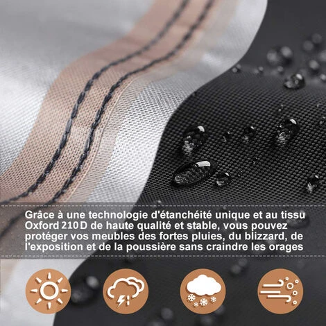 XICHAO - Housse Salon De Jardin 210D Oxford 242 162 100cm Housse De Protection Salon De Jardin Housse Table Jardin Bâche Salon De Jardin Imperméable Résistant à La Vent Pluie UV Déchirure – Image 3