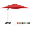 Parasol De Terrasse Déporté Excentré Rond Rotatif Jardin Manivelle Rouge Ø 250cm