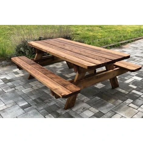 Table De Jardin & Pique-nique - 2.4m - 6-8 Personnes - Section Renforcée - Idéal Pour Dejeuner En Exterieur – Image 2