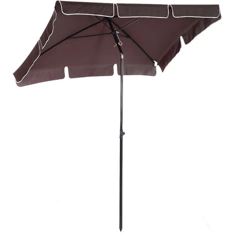 OUTSUNNY Parasol Rectangulaire Inclinable Alu Acier Polyester Haute Densité Diamètre 2 M Chocolat