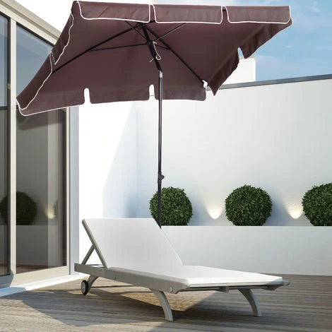 OUTSUNNY Parasol Rectangulaire Inclinable Alu Acier Polyester Haute Densité Diamètre 2 M Chocolat – Image 2