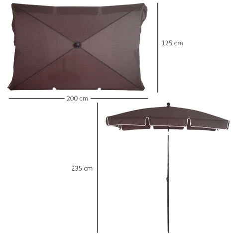 OUTSUNNY Parasol Rectangulaire Inclinable Alu Acier Polyester Haute Densité Diamètre 2 M Chocolat – Image 3