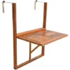 Table De Balcon Pliante Suspendue En Bois D'acacia 64 X 41 X 87 Cm