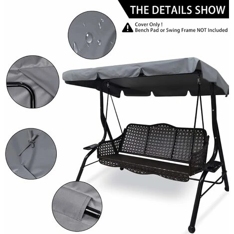 Kueatily Toit De Rechange Pour Balancelle De Jardin, Housse De Rechange, Toit De Balanoire, Canopée Pour Balancelle Remplacement De L'Auvent De Balanoire Extérieure Pour Balanoire De Jardin 3 Places(1 – Image 2