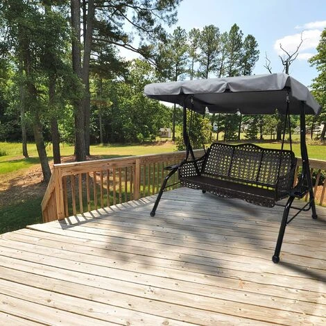 Kueatily Toit De Rechange Pour Balancelle De Jardin, Housse De Rechange, Toit De Balanoire, Canopée Pour Balancelle Remplacement De L'Auvent De Balanoire Extérieure Pour Balanoire De Jardin 3 Places(1 – Image 3