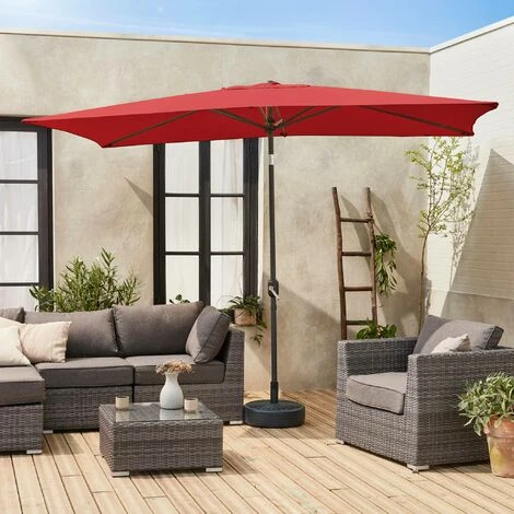 Parasol Droit Rectangulaire 2x3m - Touquet Rouge - Mât Central En Aluminium Orientable Et Manivelle D'ouverture – Image 2