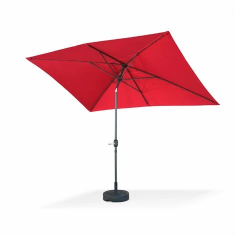Parasol Droit Rectangulaire 2x3m - Touquet Rouge - Mât Central En Aluminium Orientable Et Manivelle D'ouverture – Image 3