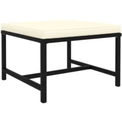 Repose-pied Sectionnel Avec Coussin Noir Résine Tressée VidaXL