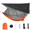 Hamac Avec Moustiquaire Et Bâche, 300 Kg Capacité De Charge, 260x140cm Hamac, 300×300 Cm Camping Bâche, Pour LRandonnée, Activités Extérieures (Orange/Noir)