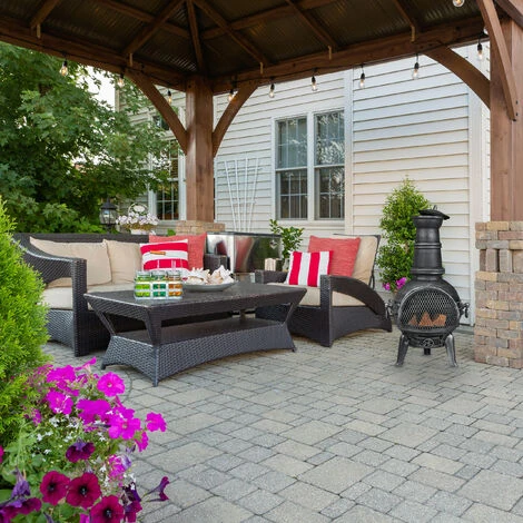 Relaxdays Braséro Extérieur, Four Mexicain Avec Tisonnier, Fonte De Fer, Pare-étincelles, Jardin, 86x46x38 Cm, Argenté – Image 2