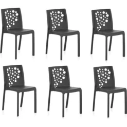 Cocktail: Pack De 6 Chaises Design Anthracites