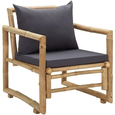 Chaises De Jardin Avec Coussins 2 Pcs Bambou VidaXL – Image 2