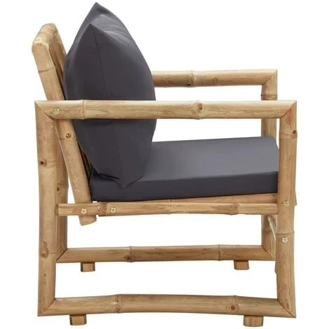 Chaises De Jardin Avec Coussins 2 Pcs Bambou VidaXL – Image 5