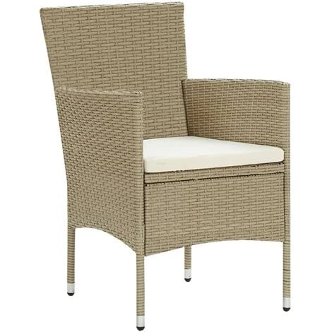 Chaises De Salle à Manger De Jardin 4 Pcs Résine Tressée Beige VidaXL – Image 2