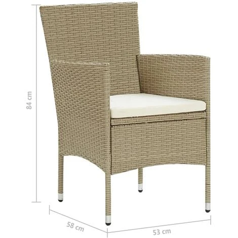 Chaises De Salle à Manger De Jardin 4 Pcs Résine Tressée Beige VidaXL – Image 3