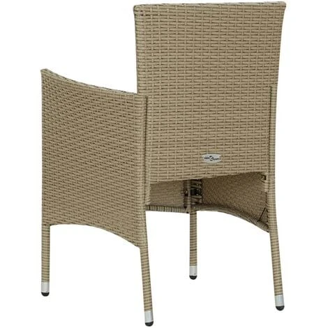 Chaises De Salle à Manger De Jardin 4 Pcs Résine Tressée Beige VidaXL – Image 5