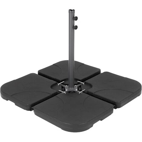 Lot De 4 Supports Poids De Parasol Rempli De L'eau 60 L Ou Sable 80 Kg + Poignée