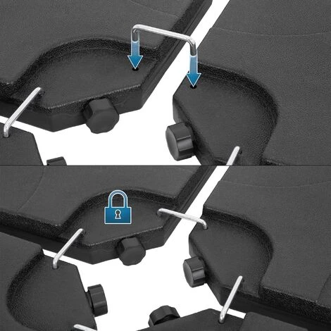 Lot De 4 Supports Poids De Parasol Rempli De L'eau 60 L Ou Sable 80 Kg + Poignée – Image 3