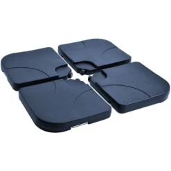 OUTSUNNY Lot De 4 Poids De Lestage Carré Avec Poignée Pour Parasol 50 X 50 X 8 Cm Polyéthylène Haute Densité Noir