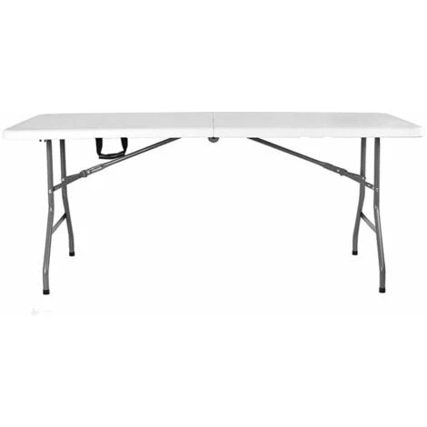 Homfa Table De Jardin Blanc Pliable 1807476cm Plastique Poignée De Transport Buffet Table Pliante Robuste Table Camping Salle à Manger – Image 5