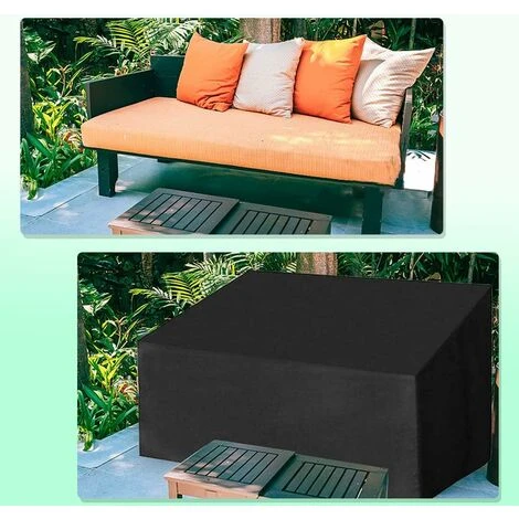 Housse Banc De Jardin,4 Places étanche Housse Banc De Jardin Couverture Imperméable De Meubles De Jardin,Anti-UV 210d Oxford Couverture Antipoussière Pour Banc Exterieu - (190x66x89cm) Noir GrooFoo – Image 4