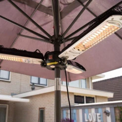 Chauffage Pour Parasol Pliant 2000 W Halogène Noir Et Argenté - Sunred