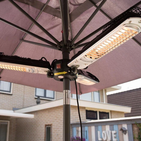 Chauffage Pour Parasol Pliant 2000 W Halogène Noir Et Argenté - Sunred