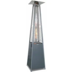 Chauffage D'extérieur - Sweden - Parasol Chauffant Gaz Pyramide. Design. Véritable Flamme. Roulettes Incluses