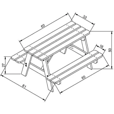 TIMBELA M012-1 Table Enfant En Bois – Table Et Chaise Enfant - Salon De Jardin Enfant 81x60xH50 Cm - Table Picnic Enfant Pour L'extérieur Ou à L'intérieur – Image 3