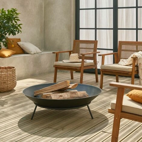 Brasero Ø90cm Sur 3 Pieds En Fonte Noir – FUJI - Pieds En Acier. Design épuré – Image 2