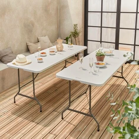 Lot De 2 Tables Table De Réception. 180cm. Pliables. Avec Poignée De Transport – Image 3