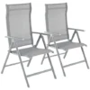 Songmics Lot De 2 Chaises De Jardin Pliables, Bain De Soleil, Transat, Sièges D'extérieur, Cadre En Aluminium Robuste, Dossier Réglable Sur 8 Positions, Charge 150 Kg, Gris GCB29GY