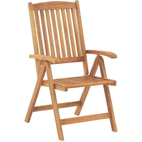 Lot De 2 Chaises Pliantes En Bois D'Acacia Clair Avec Coussins Blanc Cassé Java – Image 4