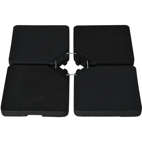 OUTSUNNY Pied De Parasol Lot De 4 Dalles Pour Parasol à Lester Dim. Tot. 100L X 100l X 6,8H Cm HDPE Surface Granuleuse Noir