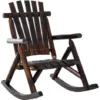 OUTSUNNY Fauteuil De Jardin Adirondack à Bascule Rocking Chair Style Rustique Chic Bois Sapin Traité Carbonisation