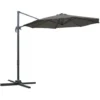 OUTSUNNY Parasol Déporté Octogonal Inclinable Rotatif 360° Manivelle Piètement Acier Mât Alu. Dim. Ø 2,95 X 2,5H M Polyester Haute Densité Gris