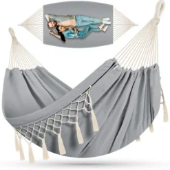 KESSER® Hamac D’une Charge Maximale De 300 kg, 320 x 150 cm. Capacité De Charge De 300 kg , 1 à 2 personnes, Respirant, Avec Franges, Résistant Aux Intempéries, Idéal Pour Camping Ou Jardin, Hamac En
