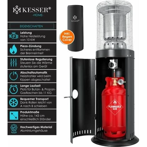 KESSER® Chauffage à Gaz KE12 Parasol Chauffant Pour Terrasse Chauffage De Terrasse Radiateur Extérieur Chauffage Extérieur 12,5 kW Chauffage D’extérieur à Gaz Chauffage Radiant Appareil De Chau – Image 3