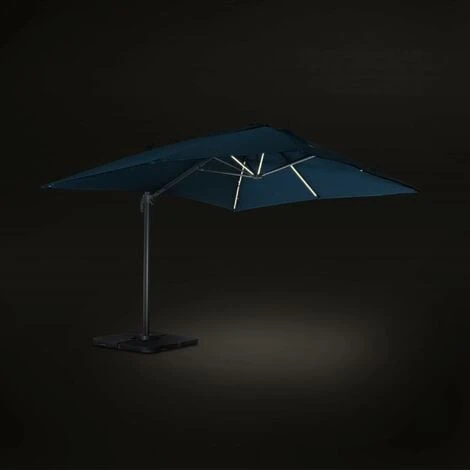 Parasol Déporté Solaire LED Rectangulaire 3x4m Haut De Gamme - Luce Bleu Canard - Parasol Excentré Inclinable. Rabattable Et Rotatif à 360°. Chargeur Solaire – Image 2