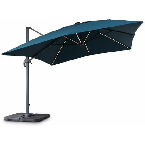 Parasol Déporté Solaire LED Rectangulaire 3x4m Haut De Gamme - Luce Bleu Canard - Parasol Excentré Inclinable. Rabattable Et Rotatif à 360°. Chargeur Solaire – Image 3