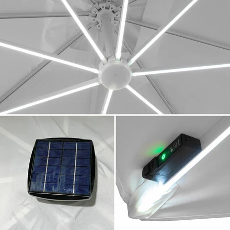 Parasol Déporté MOLOKAI Rectangulaire LED 3x4m Blanc + Housse – Image 3