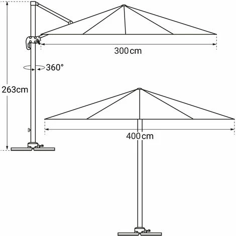 Parasol Déporté MOLOKAI Rectangulaire LED 3x4m Blanc + Housse – Image 4