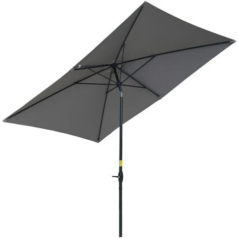 OUTSUNNY Parasol Rectangulaire Inclinable De Jardin Avec Manivelle Dim. 3L X 2l X 2,48H Cm Alu. Métal Polyester Haute Densité Anti UV 50+ Gris