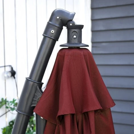 OUTSUNNY Parasol Déporté Octogonal Inclinable Manivelle Pied Acier Ø 3 X 2,5H M Bordeaux – Image 4