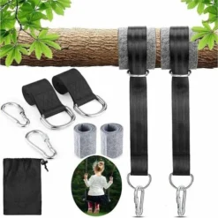 Hamac Sangles,Fixation Hamac Avec Balançoire D'arbre Sangle Balancoire Suspendu Ultra Résistant Avec D-Ring Et Balançoire Sangles De Hamac Max 550KG Pour Camping,Hamac Et Balancoire De Jardin(2x1.5m)