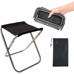 Tabouret Pliant D'extérieur,Triomphe Tabouret Pliant En Alliage D'aluminium, Mini Tabouret Pliant Portable, Ultra Léger, Avec Sac De Rangement, Pour La Pêche, Le Camping, Le Barbecue En Plein Air, Les
