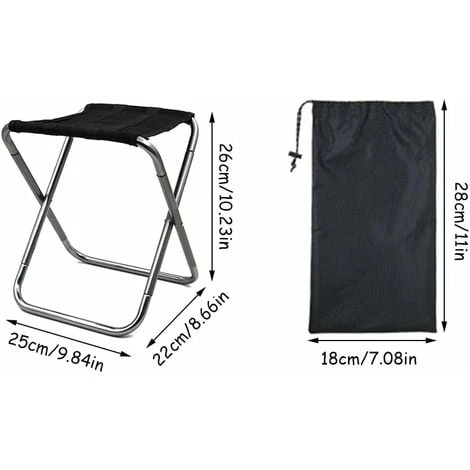 Tabouret Pliant D'extérieur,Triomphe Tabouret Pliant En Alliage D'aluminium, Mini Tabouret Pliant Portable, Ultra Léger, Avec Sac De Rangement, Pour La Pêche, Le Camping, Le Barbecue En Plein Air, Les – Image 2